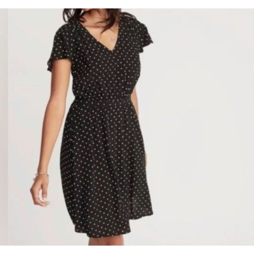 Old Navy Polka Dot Woven Wrap Dress-Size XS-Flutter Sleeve-V-Neck-Unlined